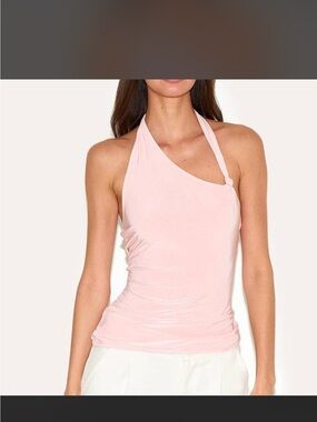 PrettyLittleThing Pale Pink One-Shoulder Halter Camisole